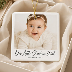 Ornamento De Cerâmica Nosso Pequeno Presente de Natal Foto Personalizada