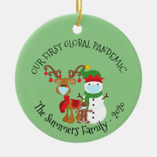 Ornamento De Cerâmica Nosso Primeiro Boneco de Neve Personalizado de Pan
