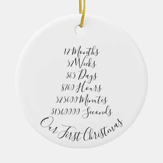 Ornamento De Cerâmica Nosso Primeiro Casamento de Natal Casado (Frente)