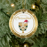Ornamento De Cerâmica Nosso Primeiro Chrismukkah, Hanukkah<br><div class="desc">Nosso Primeiro Ornamento Chrismukkah,  Hanukkah</div>
