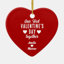Ornamento De Cerâmica Nosso primeiro Dia de os namorados Juntos Casal Ve