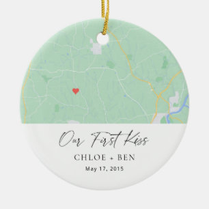 Ornamento De Cerâmica Nosso Primeiro Mapa Personalizado de Cerâmica do 