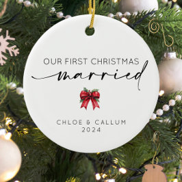 Ornamento De Cerâmica Nosso Primeiro Natal Casado