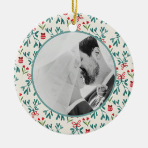 Ornamento De Cerâmica Nosso Primeiro Natal Casado Mistura
