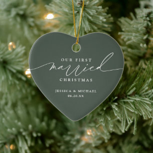 Ornamento De Cerâmica Nosso Primeiro Natal Casado Recém-Casado