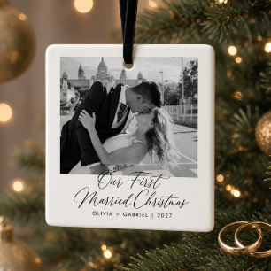 Ornamento De Cerâmica Nosso Primeiro Natal Casados Personalizado Casamen
