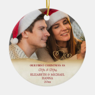 Ornamento De Cerâmica Nosso Primeiro Natal Casados Sr & Sra