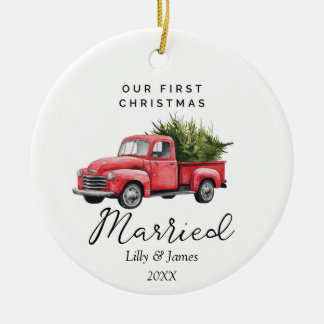 Ornamento De Cerâmica Nosso Primeiro Natal Casou Casal Personalizado
