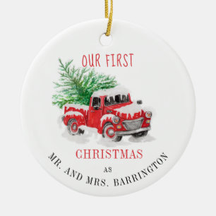 Ornamento De Cerâmica Nosso Primeiro Natal Casou Feriado, Keepsasasak
