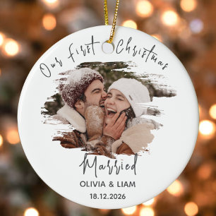 Ornamento De Cerâmica Nosso Primeiro Natal Casou-se com recém-casados pe