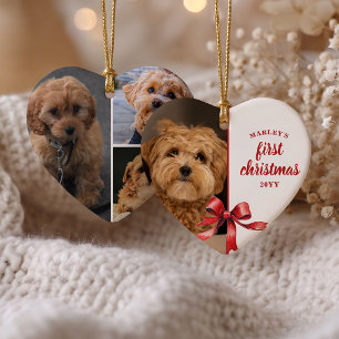 Ornamento De Cerâmica Nosso Primeiro Natal com Nosso Cachorrinho 4 Foto