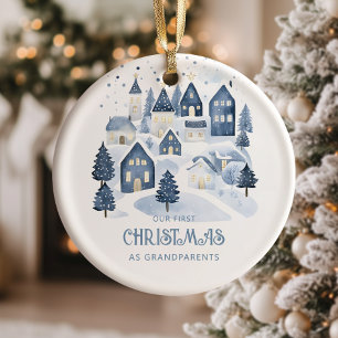 Ornamento De Cerâmica Nosso primeiro Natal como Avós Aldeia Marinho