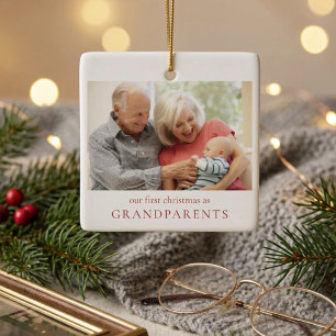 Ornamento De Cerâmica Nosso Primeiro Natal como Avós Foto do Bebê