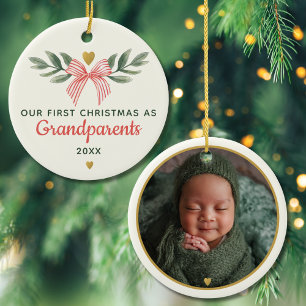 Ornamento De Cerâmica Nosso Primeiro Natal como Avós Foto do Neto