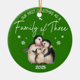 Ornamento De Cerâmica Nosso Primeiro Natal Como Família dos Três