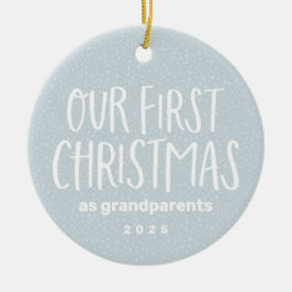 Ornamento De Cerâmica Nosso primeiro Natal como foto de bebê de avós