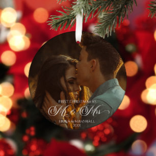 Ornamento De Cerâmica Nosso Primeiro Natal Como Foto Personalizada Do Sr