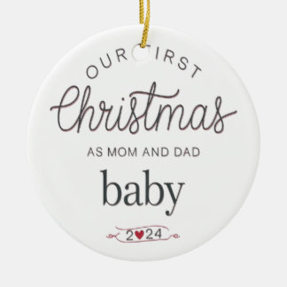 Ornamento De Cerâmica nosso primeiro natal como mãe e pai