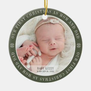 Ornamento De Cerâmica Nosso Primeiro Natal Como Mãe E Pai Moderno Duas