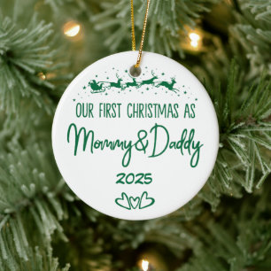 Ornamento De Cerâmica Nosso Primeiro Natal Como Mamãe E Pai