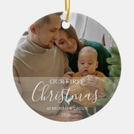 Ornamento De Cerâmica Nosso Primeiro Natal como Pais Design de Família