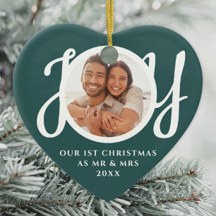 Ornamento De Cerâmica Nosso Primeiro Natal Como Senhor & Senhora Foto em