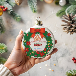 Ornamento De Cerâmica Nosso primeiro Natal como Sr. e Sra., Natal