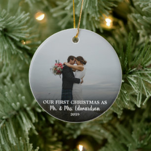 Ornamento De Cerâmica Nosso Primeiro Natal como Sr. & Sra. Photo