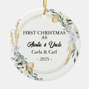 Ornamento De Cerâmica Nosso Primeiro Natal como tia e tio, nova tia