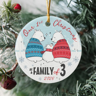 Ornamento De Cerâmica Nosso Primeiro Natal como uma Família de 3 Ursos P