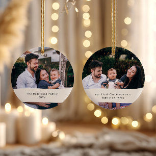 Ornamento De Cerâmica Nosso Primeiro Natal Como Uma Família De Três 2