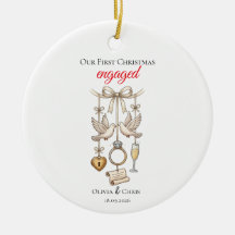 Nosso Primeiro Natal de Noivado Anel Fofo Data Pom