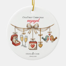 Nosso Primeiro Natal de Noivado Aves Data Anel Fof
