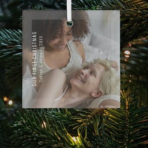 Ornamento De Cerâmica Nosso Primeiro Natal Elegante em Foto