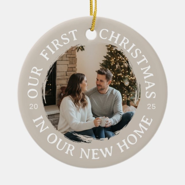 Ornamento De Cerâmica Nosso Primeiro Natal em Nossa Nova Casa (Frente)