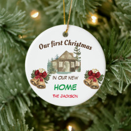 Ornamento De Cerâmica Nosso primeiro Natal em nossa nova casa, Natal