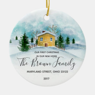 Ornamento De Cerâmica Nosso primeiro Natal em nosso presente home novo