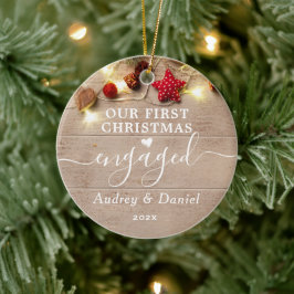 Ornamento De Cerâmica Nosso Primeiro Natal Envolvido Casal 1Rua Elegante