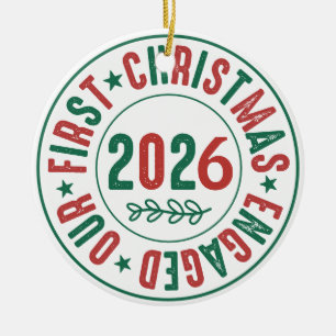 Ornamento De Cerâmica Nosso Primeiro Natal Feriado Em Café