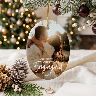 Ornamento De Cerâmica Nosso Primeiro Natal Ficado Noivo Foto Personaliza