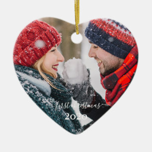 Ornamento De Cerâmica Nosso Primeiro Natal, Foto do Casal