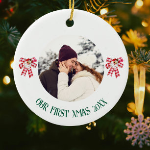 Ornamento De Cerâmica Nosso Primeiro Natal & Foto, Papai Noel, Personali