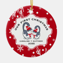 Ornamento De Cerâmica Nosso Primeiro Natal. Foto personalizada