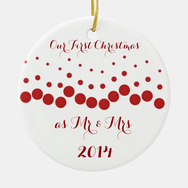 Ornamento De Cerâmica Nosso primeiro Natal junto (Frente)