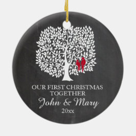 Ornamento De Cerâmica Nosso primeiro Natal junto ornament, ama pássaros
