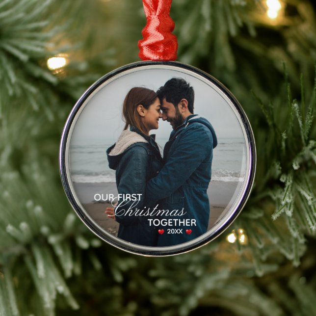 Ornamento De Cerâmica Nosso Primeiro Natal Juntos - Foto - (Árvore)