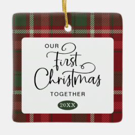 Ornamento De Cerâmica Nosso Primeiro Natal Juntos Foto de Natal