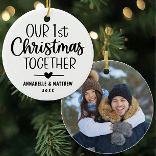 Ornamento De Cerâmica Nosso Primeiro Natal Juntos Foto Personalizada