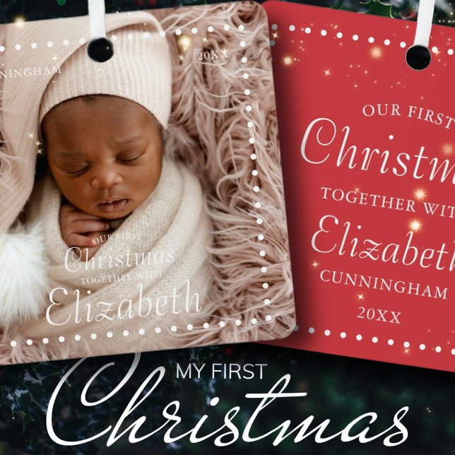 Ornamento De Cerâmica Nosso Primeiro Natal Juntos Moderno Simples (Criador carregado)