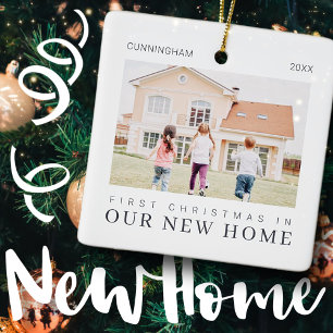 Ornamento De Cerâmica Nosso Primeiro Natal Na Nossa Nova Chic Moderna Ca